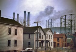 January 1941. "Near the waterfront. New Bedford, Massachusetts." 35mm Kodachrome transparency by Jack Delano for the OWI. View full size.