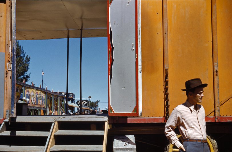 A colorful scene from the Vermont State Fair at Rutland, September 1941. View full size. 35mm Kodachrome transparency by Jack Delano.
