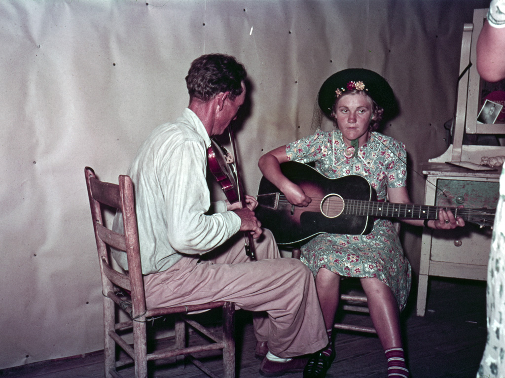 The orchestra at a square dance in McIntosh County, Oklahoma. Photograph by Russell Lee for the Farm Security Administration Office of War Information, c. 1939. View full size.