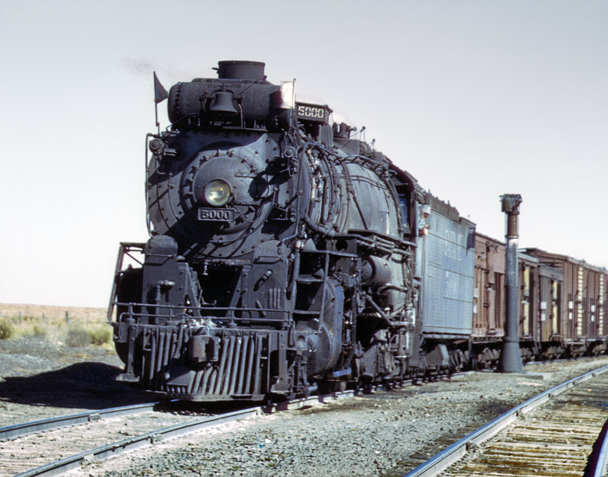 A closeup of Santa Fe 5000, as identified by Lost World below in the original post of the uncropped photo taken in 1943 by Jack Delano. View full size.