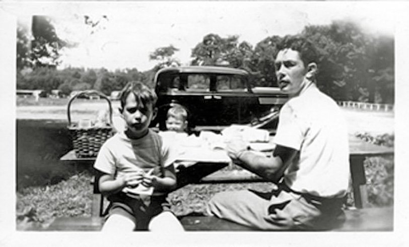 No fun for Dad and the boys. Lake Hopatcong State Park picnic grounds, 1947.

