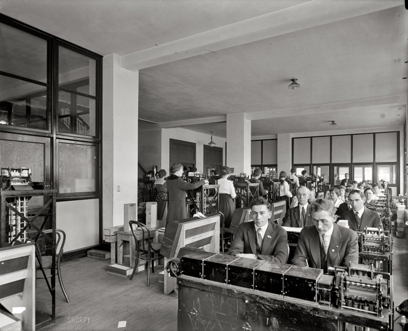 Washington, D.C., circa 1920. "Tabulating Machine Co." Our third look at the firm's equipment in action. Harris &amp; Ewing glass negative. View full size.
