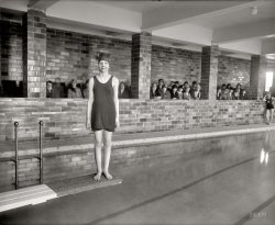 Washington, D.C., circa 1927. "Y.W.C.A. pool." In the Y's new building at 17th and K Streets.  Harris & Ewing Collection glass negative. View full size.