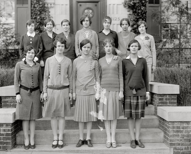 "Holton-Arms School." More Holton-Arms girls circa 1927 in Washington. Who'll be the first to put a name to a face?  Harris &amp; Ewing glass negative. View full size.
