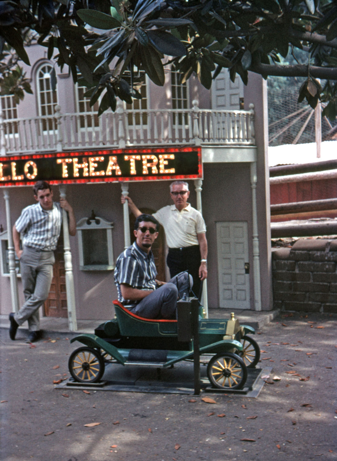 I feel this image is appropriate for my first official Shorpy "Jump the Shark" submission. Me, my father and brother (in the car) at Knott's Berry Farm, August 1964. Shot on 35mm Montgomery Ward brand slide film. View full size.