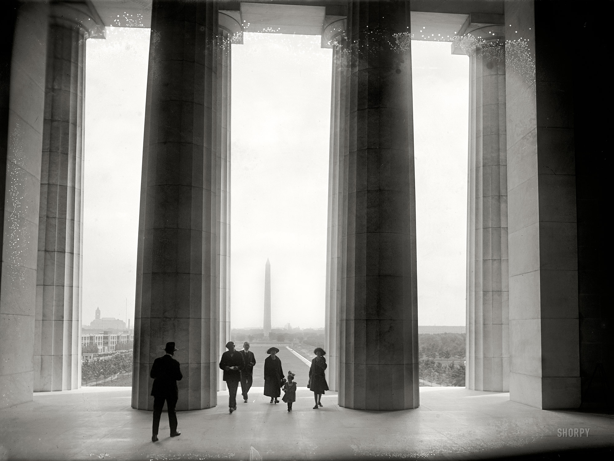May 5, 1922. Washington, D.C. "Vista of Monument from Lincoln Memorial." National Photo Company Collection glass negative. View full size.