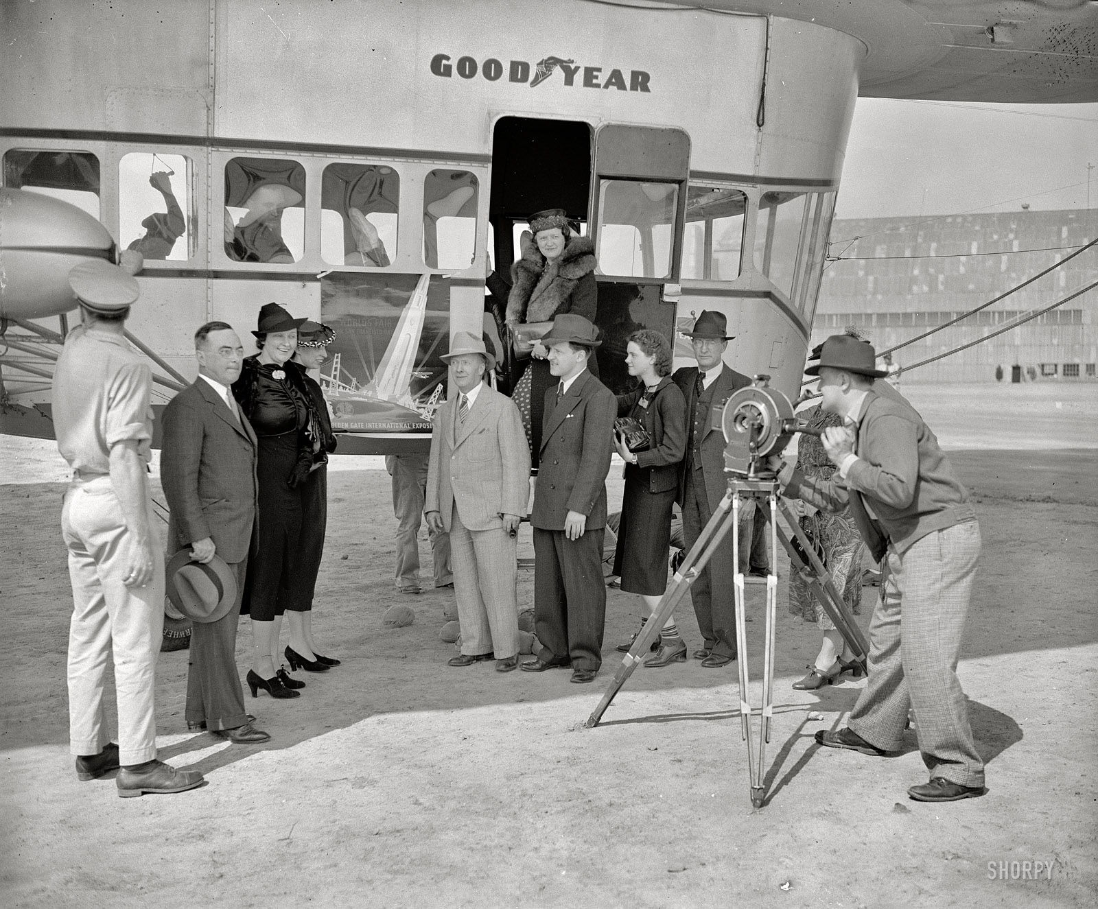 April 13, 1938. Washington, D.C. "Goodyear Blimp, Golden Gate." Promoting the World's Fair in San Francisco. Harris & Ewing glass negative. View full size.