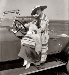 Ruth McDonald and roadster circa 1925. View full size. 5x7 glass negative, George Grantham Bain Collection. (So, who was Ruth McDonald?)