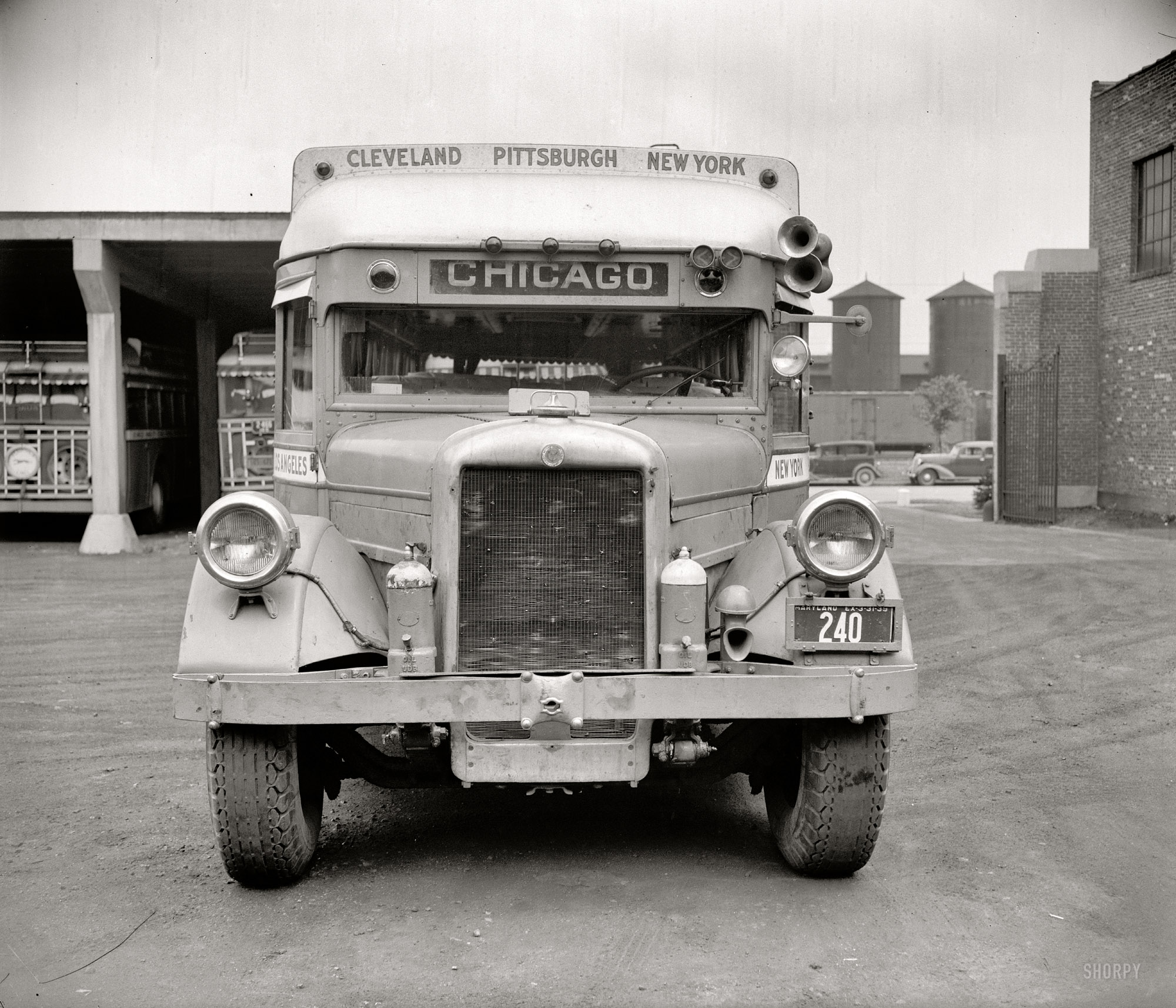 Washington, D.C., circa 1938. "Greyhound bus." This coach looks like it knows its way around. Harris & Ewing Collection glass negative. View full size.