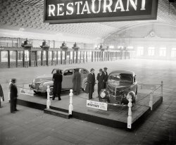 November 23, 1938. Washington, D.C. "Ford Motor Co., Union Station." For the 1939 model year, Ford debuted a new brand called Mercury. View full size.