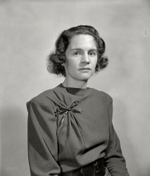Washington, D.C., circa 1938. "Mrs. James R. Arneill Jr." None the worse for being shot a second time. Harris & Ewing glass negative. View full size.