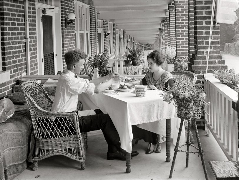 Washington, D.C., 1924. "Chestnut Farms Dairy." ("Cottage cheese, sugar? Yes, honey.") National Photo Company Collection glass negative. View full size.
