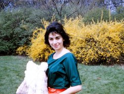 This is my mother, Louise Lurie Hurvitz (b. 12/18/33) who was married 8-30-59 and lived in Chicago, IL until 6/1/79. Most likely this was taken by her husband, my father, Sol (9/19/32-4/13-09) somewhere in Lincoln Park in Chicago. View full size.
(ShorpyBlog, Member Gallery)