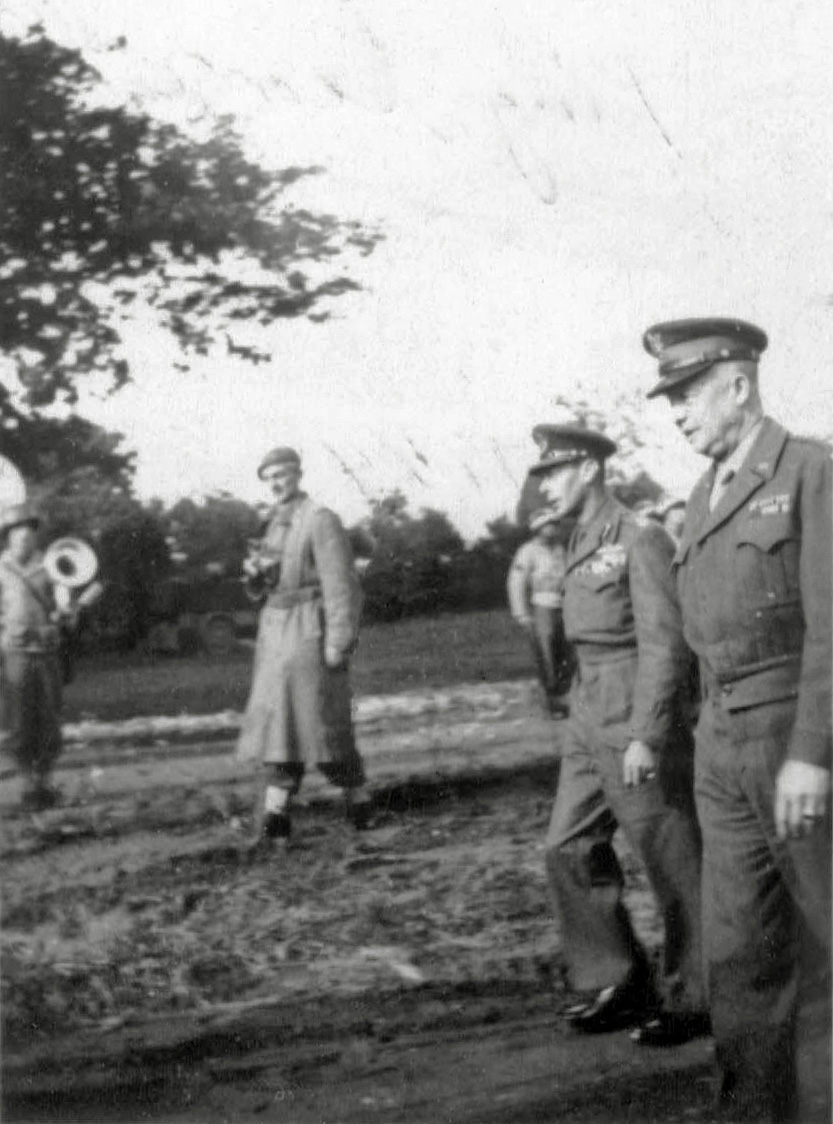 Photograph by my great-great uncle, never before published. Caption on rear reads "Gen. Ike and King George. 1944." View full size.