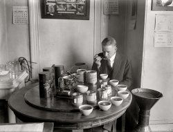 January 23, 1925. "George F. Mitchell, Bureau of Chemistry, Agriculture Department, testing tea." National Photo Co. glass negative. View full size.