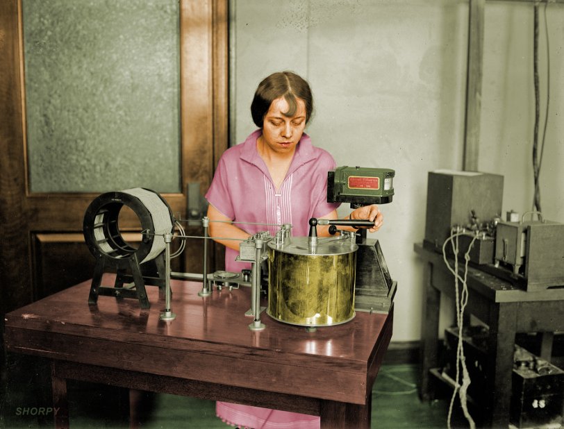 This is a colorized version of Miss Grace Hazen: 1925. View full size.
