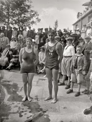May 30, 1925. Chevy Chase, Maryland. "Miss Florence Skadding and H.J. McMullan. Opening of new pool at Columbia Country Club." View full size.