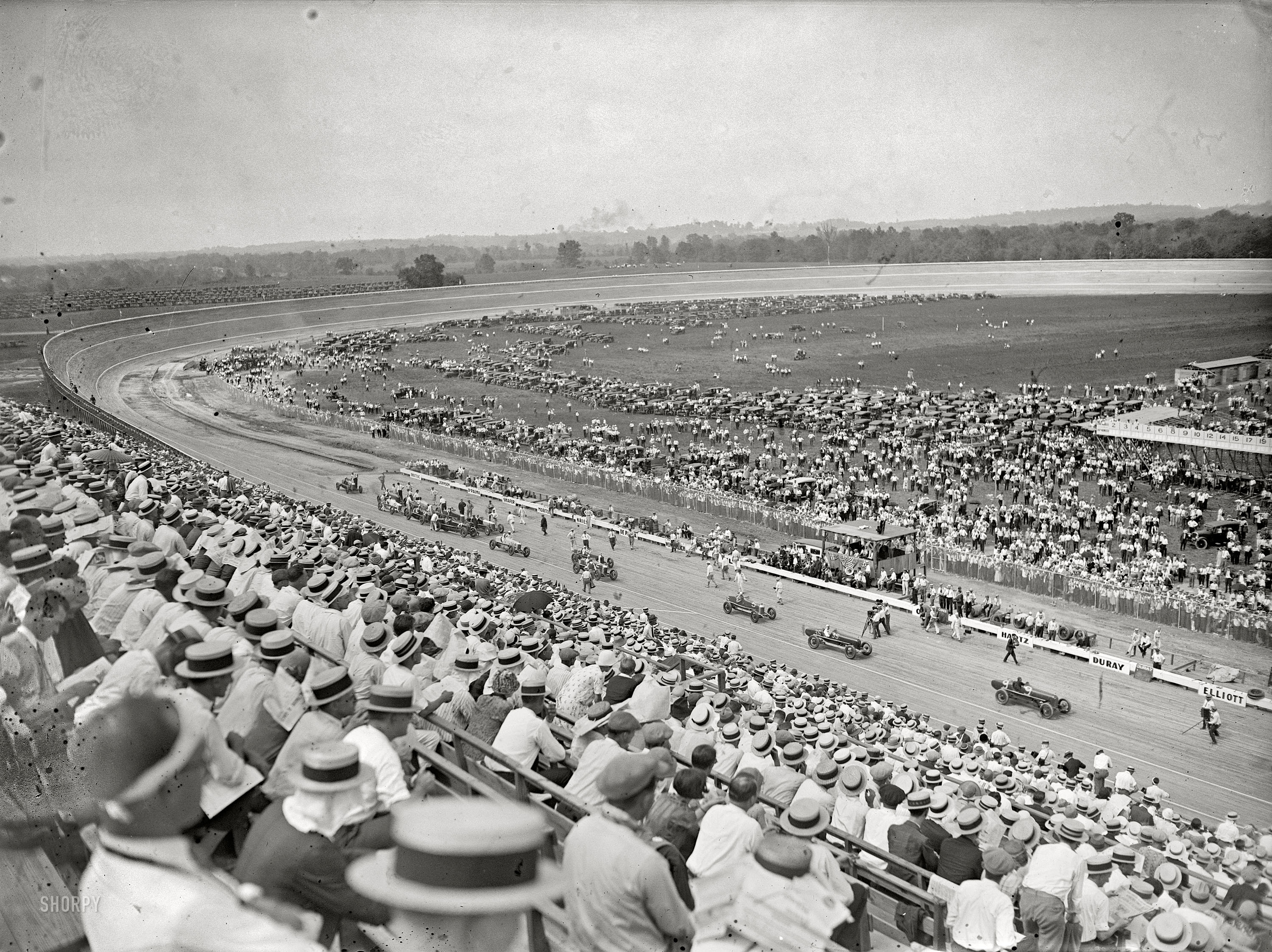 July 11, 1925. "Auto races at Laurel, Maryland." The 1&#8539;-mile wooden oval at Laurel Speedway. National Photo Company glass negative. View full size.
