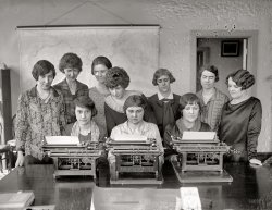 April 15, 1926. "Typewriting contest at Bureau of Aeronautics, Navy Dept." National Photo Company Collection glass negative. View full size.
