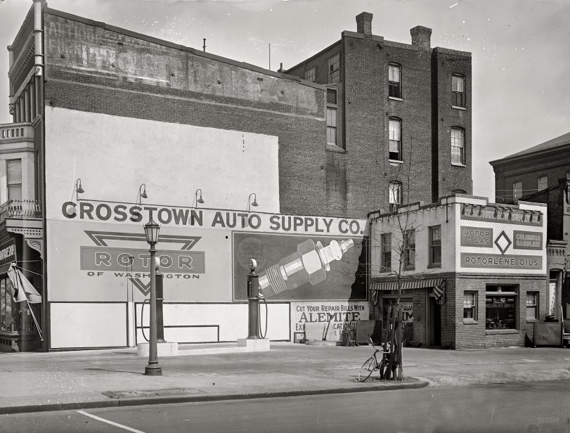 Washington, D.C., circa 1927. "Crosstown Auto Supply Co." 1801 14th Street at S Street N.W. National Photo Company Collection glass negative. View full size.
