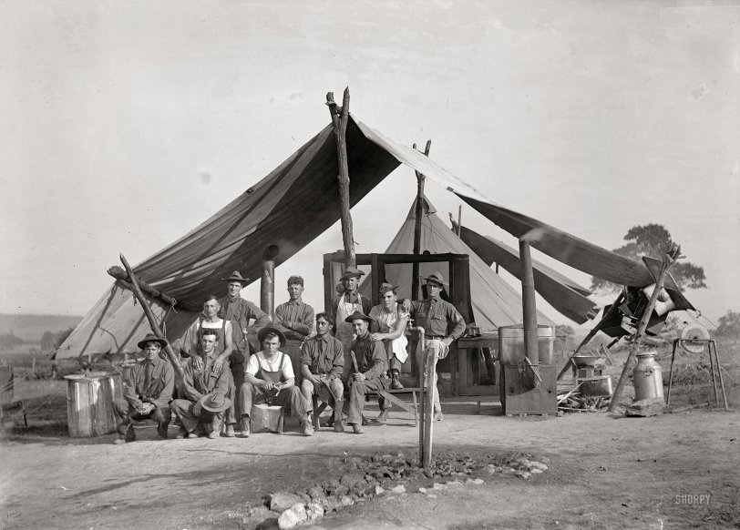 Circa 1914. "U.S. Army camp kitchen." National Photo Co. View full size.
