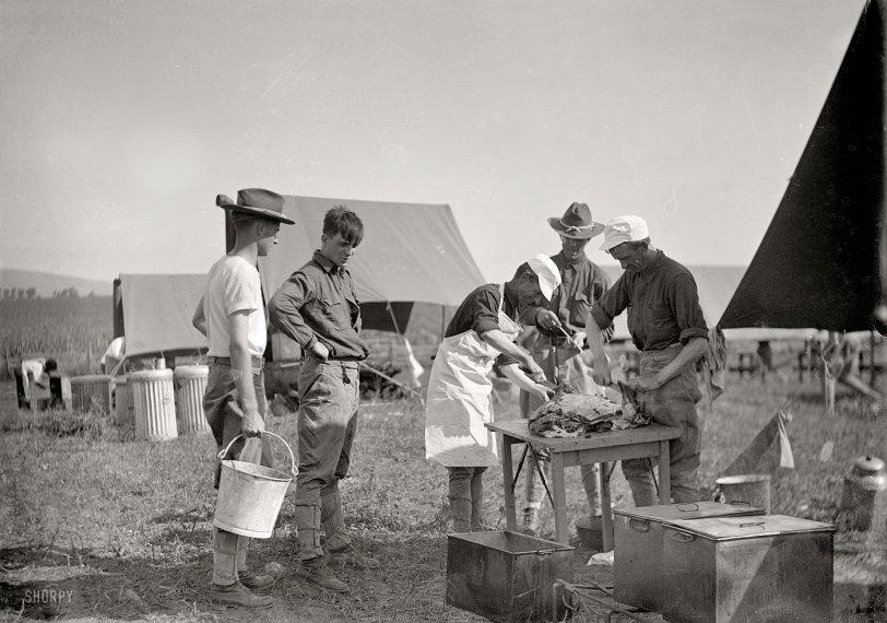 Circa 1918. "U.S. Army camp kitchen." National Photo Company. View full size.
