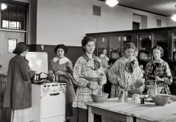 1935. "Cooking Class. Montgomery Blair High School in Silver Spring, Maryland." View full size. 5x7 safety negative, National Photo Company Collection. The classroom is described as being at Chevy Chase High in another photo.