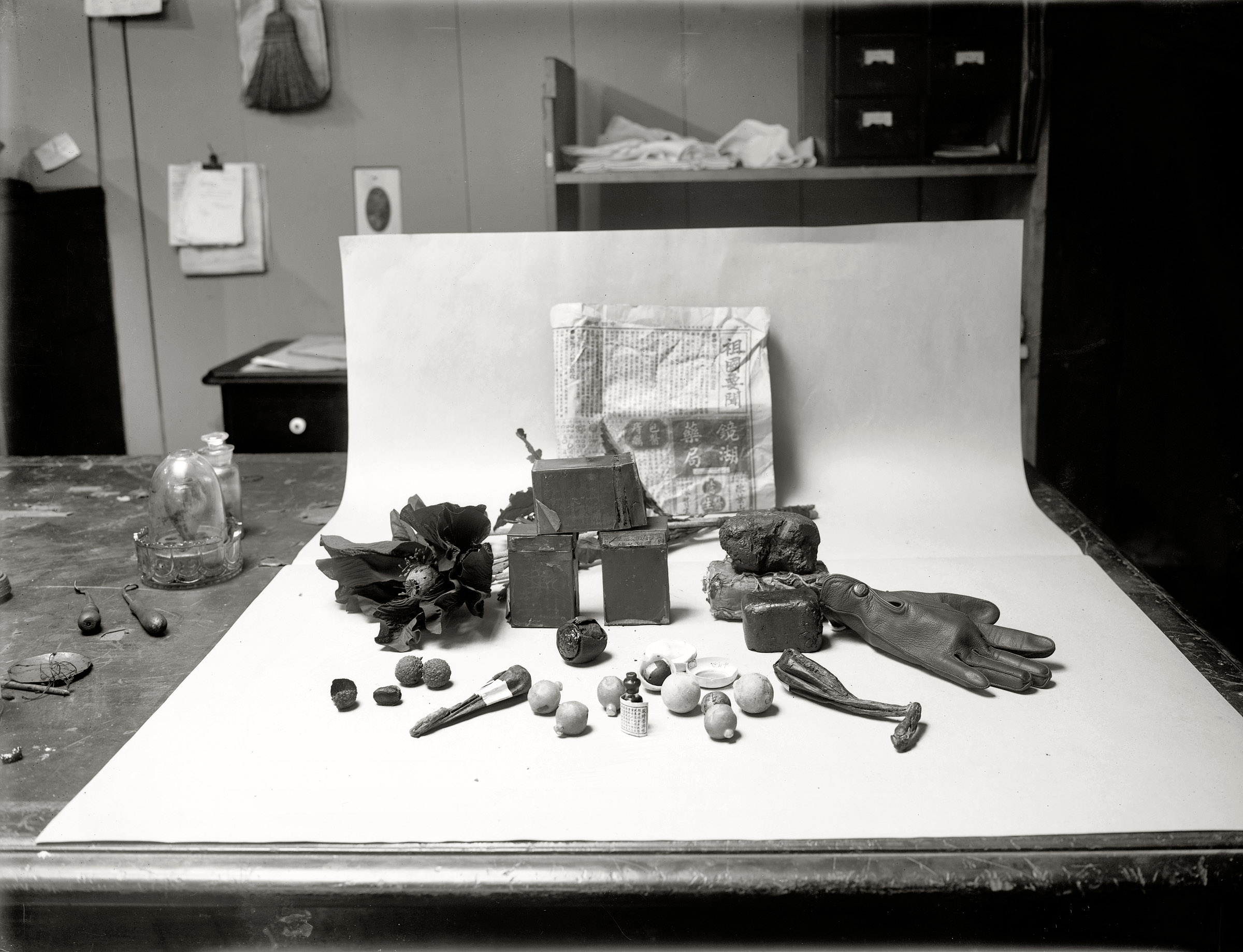 Circa 1919. "Treasury, Internal Revenue Department; methods of smuggling opium." National Photo Company Collection glass negative. View full size.