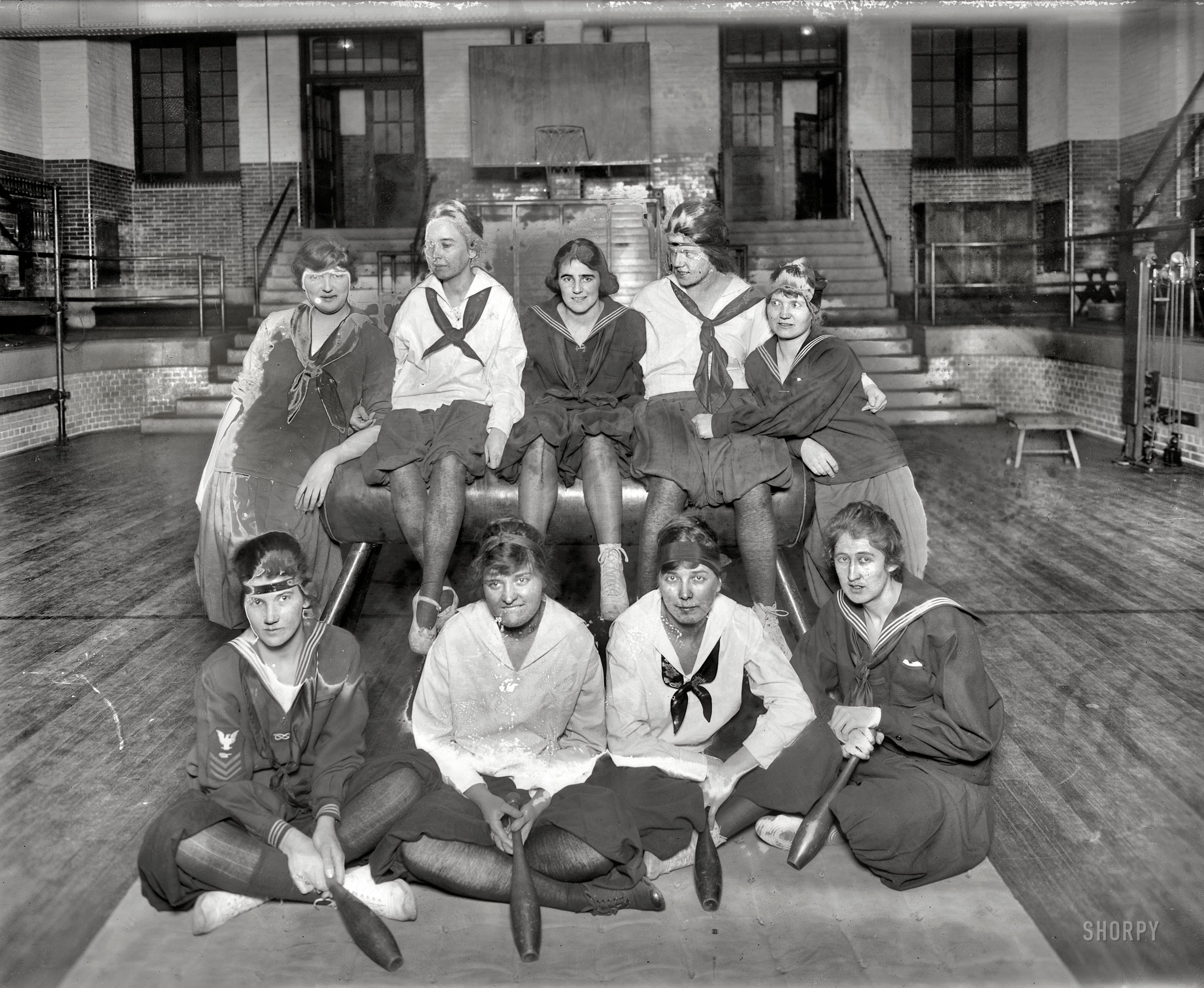 Washington, D.C. "War Risk Insurance gym team, 1919 -- girls." All we can say is: Watch out, boys. National Photo Company glass negative. View full size.
