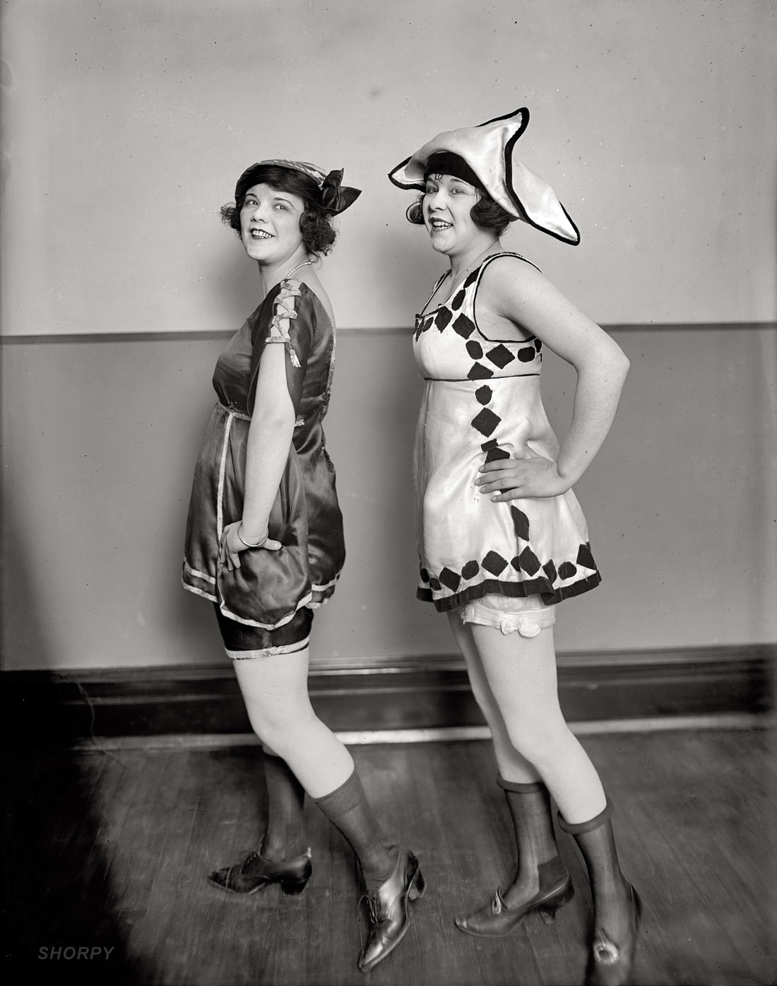 "Sidney Lust girls." Circa 1919, two of Washington, D.C., movie theater owner Sidney Lust's chorus girls, seen earlier out of costume. National Photo Company Collection glass negative, Library of Congress. View full size.