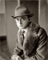 "Unidentified man with hat." 1919 or 1920. View full size. National Photo Co. Update: This is none other than National Photo Company founder and proprietor Herbert E. French, who donated his entire inventory of glass and film negatives to the Library of Congress. Where someone should have their knuckles rapped!
