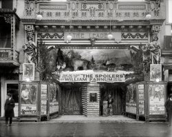 Washington, D.C. "Sidney Lust -- Leader Theater." Circa 1920, a "de luxe showing" of the "The Spoilers," a 1914 melodrama based on Rex Beach's novel of corruption in the Alaska gold fields. The movie was remade in 1923 -- and again in 1930, 1942 and 1955. National Photo Co. glass negative. View full size.