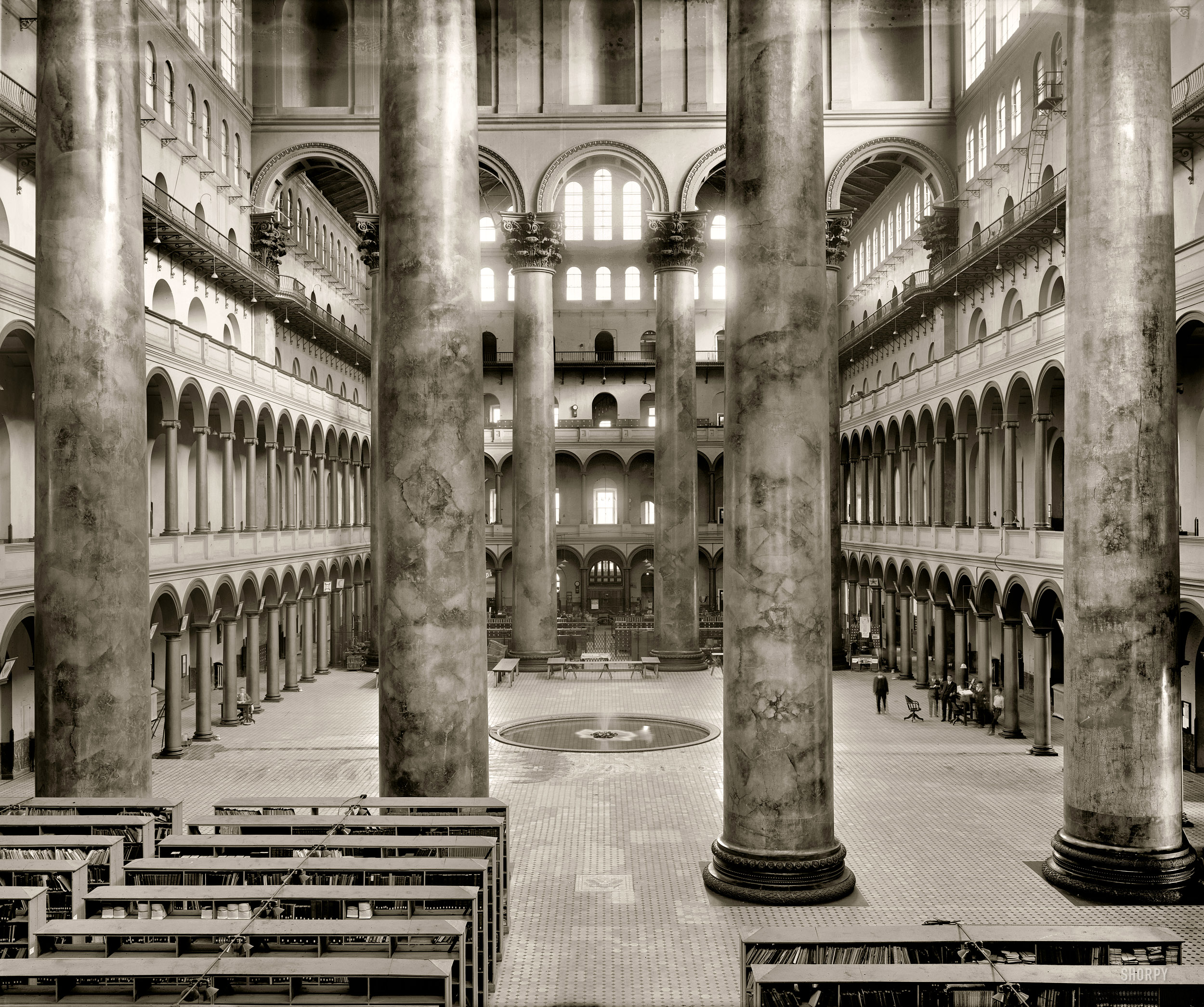 Washington, D.C., circa 1918. "Pension Office interior." This former repository of Civil War veterans' pension records is now the National Building Museum. National Photo Company Collection glass negative. View full size.