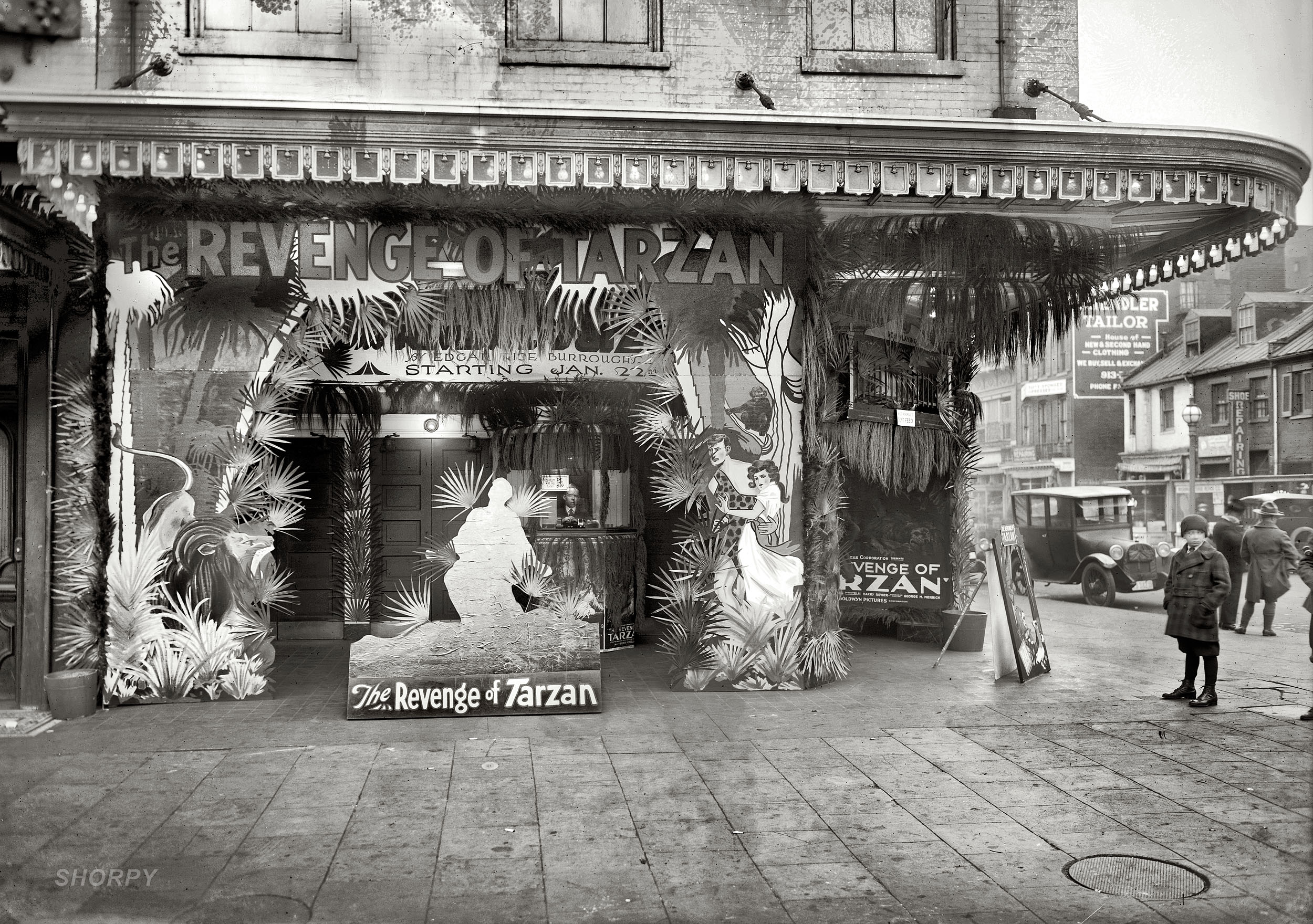 January 1921. The Criterion Theater in Washington, D.C. Now playing: "The Revenge of Tarzan." View full size. National Photo Company glass negative.