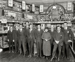 Washington, D.C., circa 1921. "People's Drug Store group, 7th and K Streets." The folks behind (and in front of) the vibrator display seen in this post. National Photo Company Collection glass negative. View full size.