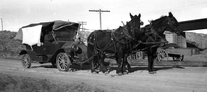Makeshift transportation in western Nebraska around 1933. View full size.
