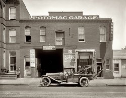 The Potomac Garage in 1922. 3307-3309 M Street N.W. "Just phone West-344." View full size. National Photo Company Collection glass negative.