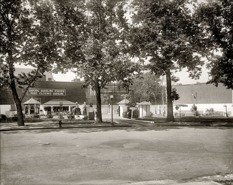 Washington, D.C., circa 1922. "Capitol gas station, First Street and Maryland Ave. S.W." National Photo Co. glass negative. View full size | Another view here.
