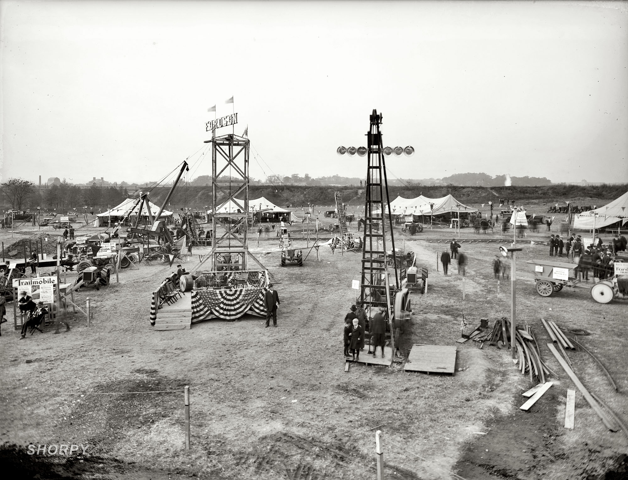 Washington circa 1922. "Ford Motor Co. panorama No. 4." An exhibit of Ford cars and Fordson tractors. National Photo Co. glass negative. View full size.