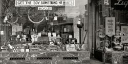 Washington circa 1921. A closeup of the Sport Mart Christmas window display seen here. National Photo Company Collection glass negative. View full size.