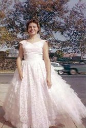 Aunt Eilleen, my father's older sister, dressed up for a high school dance in August 1958. She is standing at the corner of Noble and Conkling St., Baltimore, Maryland. She was married and had no children. She was employed by Goodwill Industries, retiring after 40 years of service.
The foreground is more pleasantThat is a cemetery behind the wall.
View Larger Map
Hebrew National FriendshipIs the name of the cemetery. Walked my uncle's dogs through there many a night. The old Esskay Meats is in the far off backround to the right.
(ShorpyBlog, Member Gallery)