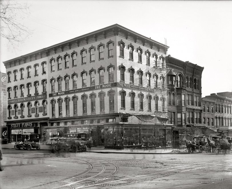 Washington, D.C., circa 1913. "The Mode -- Hatters and Haberdashers, 11th and F." National Photo Company Collection glass negative. View full size.
