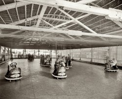 Bumper cars at the Glen Echo amusement park in Montgomery County, Maryland, circa 1928. National Photo Company Collection glass negative. View full size.