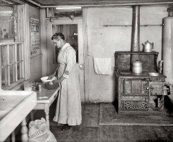 Washington, D.C., circa 1917. "Mrs. Beuchert." Whose psychedelic stove is far out, man. National Photo Company Collection glass negative. View full size.