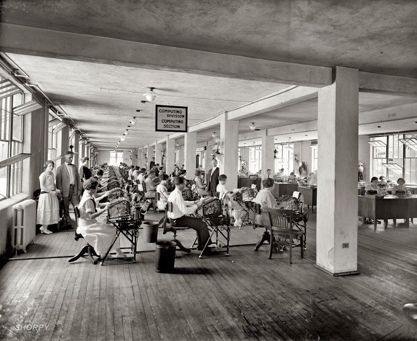 From 1924, another view of clerks calculating the "soldiers' bonus" for the War Department. View full size. National Photo Company Collection glass negative.
