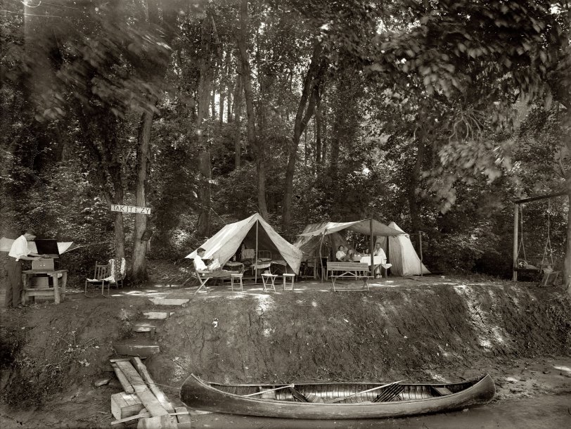 A summer camp circa 1920 in the Washington, D.C., area. View full size. National Photo Company Collection glass negative, Library of Congress.
