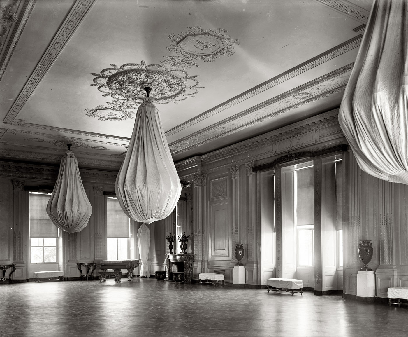 East Room of the White House circa 1920. View full size. National Photo Co.
