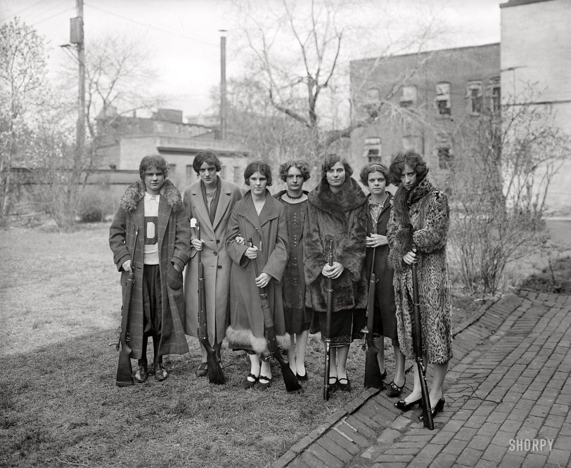 Washington, D.C., circa 1925. "Girls' rifle team of Drexel Institute." National Photo Company Collection glass negative. View full size.
