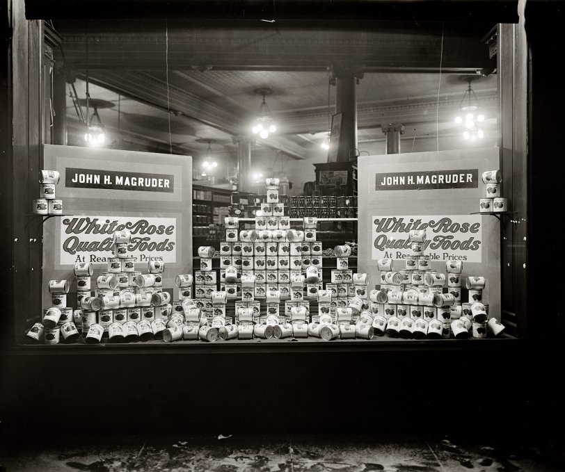 "Seeman Bros., White Rose products." The Magruder grocery at Connecticut Avenue and K Street in Washington circa 1925. National Photo. View full size.
