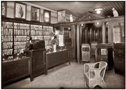 Waldman's music store in New York, May 1921. A nice selection of records and Victrolas, with Nipper keeping an eye on things. Does anyone know where this was? View full size. 5x7 glass negative, George Grantham Bain Collection.